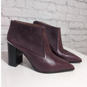 See by Chloe Burgundy Leather Suede Heeled Ankle Boots Women's Size 41